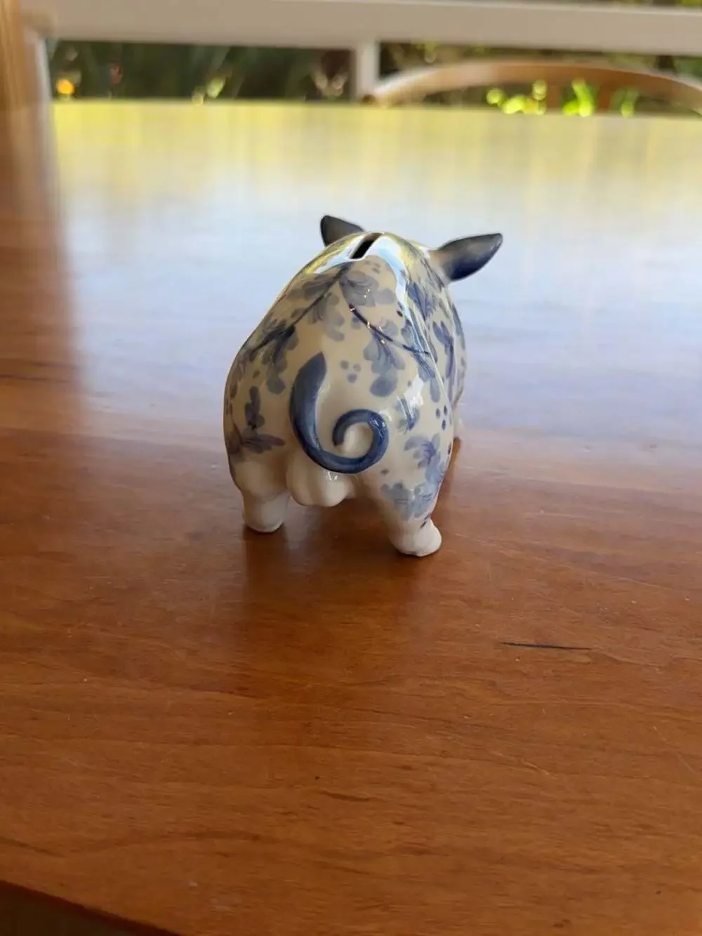Andrea by Sadek Blue and White Floral Ceramic Piggy Bank